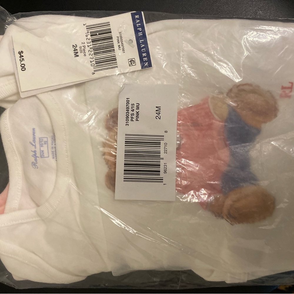 Ralph Lauren White Tee with Bear Graphic